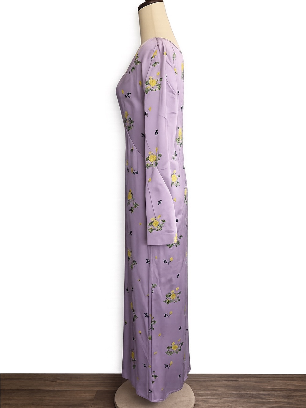 Bernadette Sarah Silk Satin Floral Maxi Dress NWT Lilac US 4 FR36 - Picture 2 of 13